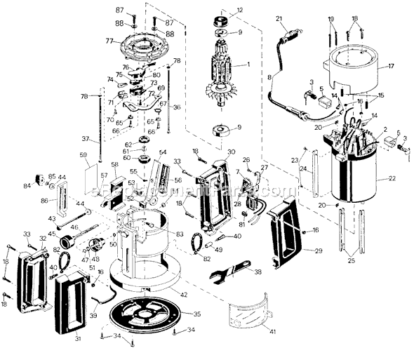 Page A Diagram and Parts List for 7615-1 Type 1 Black and Decker Router